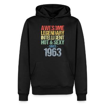 Geboren 1963 Jahrgang 1963 Geburtstag - Männer Premium Bio Hoodie - Schwarz - Vorne - Nico (187cm)