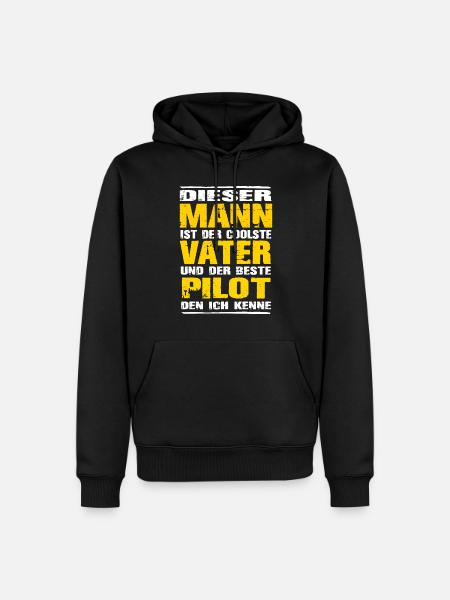 Pilot - Männer Premium Bio Hoodie - Schwarz
