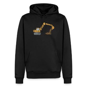 Excavatrice Chantier de construction Ouvrier de la construction Véhicule de construction - Sweat à capuche Premium bio Homme - noir - Devant - Nico (187cm)