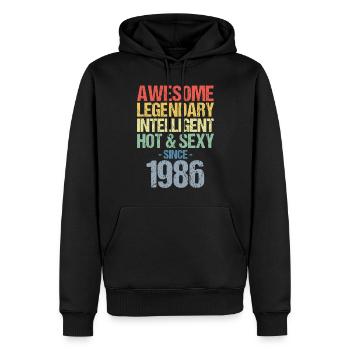 Geboren 1986 Jahrgang 1986 Geburtstag - Männer Premium Bio Hoodie - Schwarz - Vorne - Nico (187cm)