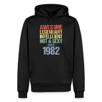 Né en 1982 Né en 1982 Anniversaire - Sweat à capuche Premium bio Homme - noir - Devant - Nico (187cm)