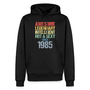 Geboren 1985 Jahrgang 1985 Geburtstag - Männer Premium Bio Hoodie - Schwarz - Vorne - Nico (187cm)