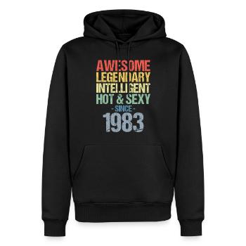 Né en 1983 Né en 1983 Anniversaire - Sweat à capuche Premium bio Homme - noir - Devant - Nico (187cm)