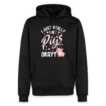 Schwein - Männer Premium Bio Hoodie - Schwarz - Vorne - Nico (187cm)