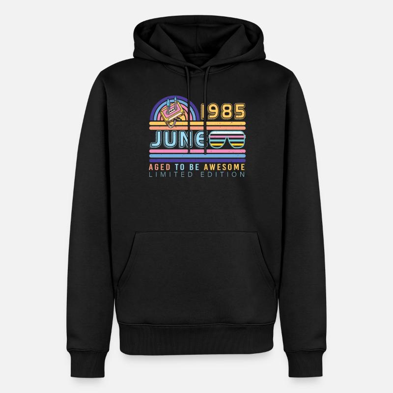 Salutations d’anniversaire juin 1985 - Sweat à capuche Premium bio Homme - noir