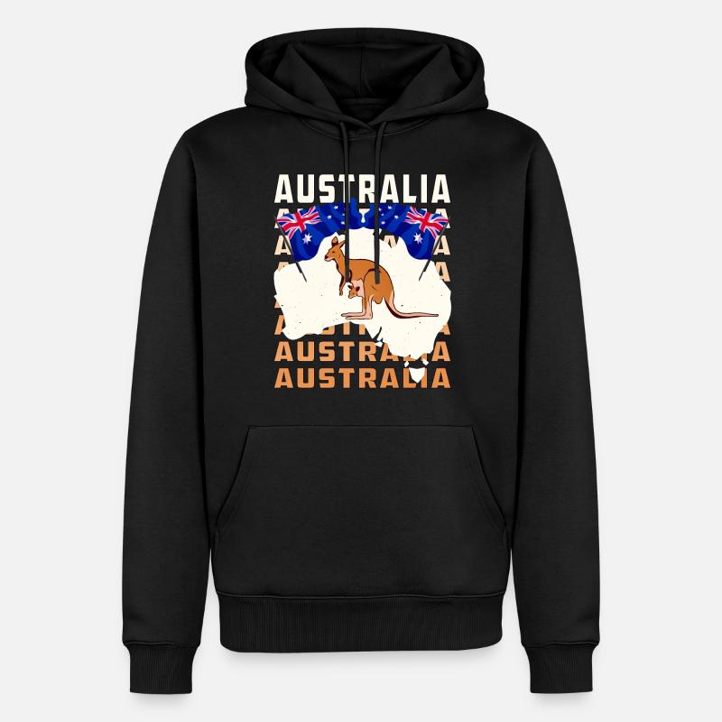 AUSTRALIA - Männer Premium Bio Hoodie - Schwarz