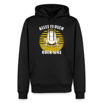 ALLES FROSCH ODER WAS - Männer Premium Bio Hoodie - Schwarz - Vorne - Nico (187cm)