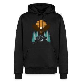 Pygargue à tête blanche volant dans les montagnes - Sweat à capuche Premium bio Homme - noir - Devant - Nico (187cm)