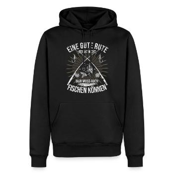 Eine gute Rute reicht nicht - lustig Angler Spruch - Männer Premium Bio Hoodie - Schwarz - Vorne - Nico (187cm)