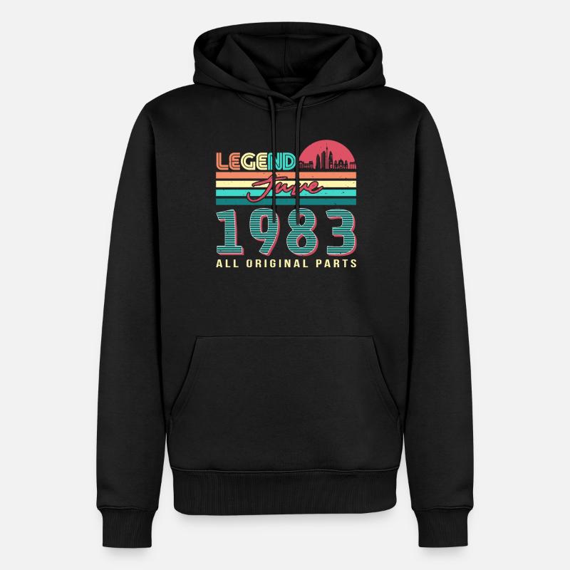 1983 Juni Retro - Männer Premium Bio Hoodie - Schwarz