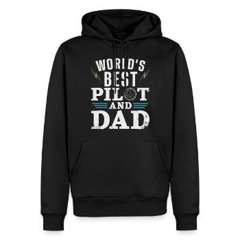Airplane Pilot Dad Father Vintage - Männer Premium Bio Hoodie - Schwarz - Vorne - Nico (187cm)