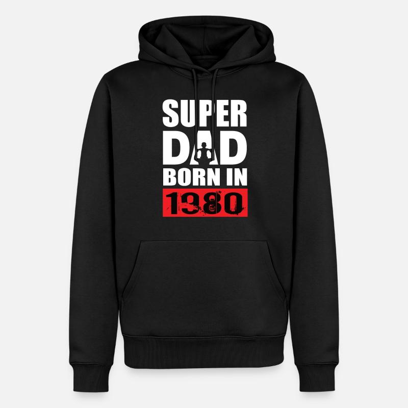 Anniversaire de papa 1980 - Sweat à capuche Premium bio Homme - noir