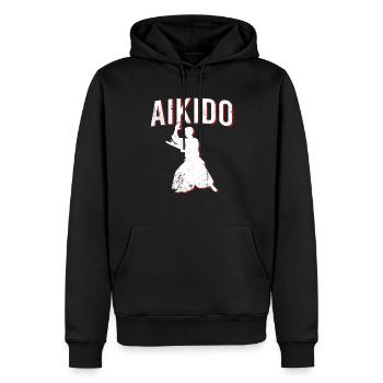 Aïkido - Sweat à capuche Premium bio Homme - noir - Devant - Nico (187cm)