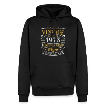 Millésime 1973 unique en son genre - Sweat à capuche Premium bio Homme - noir - Devant - Nico (187cm)