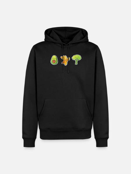 Vegan Avocado Broccoli Healthy Diet - Men’s Premium Organic Hoodie - black