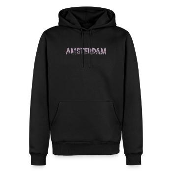 Amsterdam Skyline Silhouette - Männer Premium Bio Hoodie - Schwarz - Vorne - Nico (187cm)