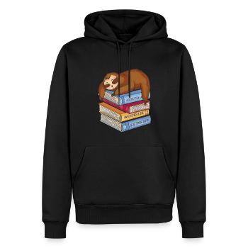 Faultier Bücher Tiermotiv Geschenk Spruch Tiere - Männer Premium Bio Hoodie - Schwarz - Vorne - Nico (187cm)