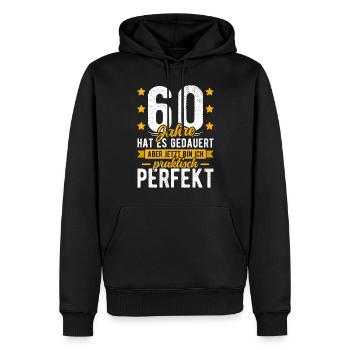 60 Geburtstag Mann 60er 60ter Ich bin 60 Jahre alt - Männer Premium Bio Hoodie - Schwarz - Vorne - Nico (187cm)