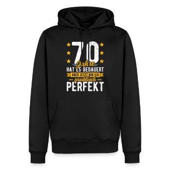 70 Geburtstag Mann 70er 70ter Ich bin 70 Jahre alt - Männer Premium Bio Hoodie - Schwarz - Vorne - Nico (187cm)
