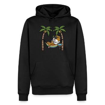 Cochon d’Inde dans un hamac - Sweat à capuche Premium bio Homme - noir - Devant - Nico (187cm)