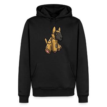 Malinois Hund Kuscheltier Motiv - Männer Premium Bio Hoodie - Schwarz - Vorne - Nico (187cm)