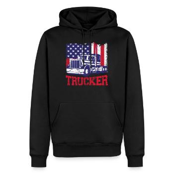 Trucker Truck Driver Vintage Usa - Männer Premium Bio Hoodie - Schwarz - Vorne - Nico (187cm)