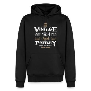 Juin 1951 naissance Légendes Anniversaire - Sweat à capuche Premium bio Homme - noir - Devant - Nico (187cm)