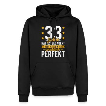 33 Geburtstag Mann 33er 33ter Ich bin 33 Jahre alt - Männer Premium Bio Hoodie - Schwarz - Vorne - Nico (187cm)