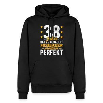 38 Geburtstag Mann 38er 38ter Ich bin 38 Jahre alt - Männer Premium Bio Hoodie - Schwarz - Vorne - Nico (187cm)