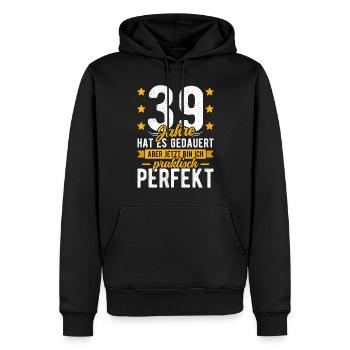 39 Geburtstag Mann 39er 39ter Ich bin 39 Jahre alt - Männer Premium Bio Hoodie - Schwarz - Vorne - Nico (187cm)