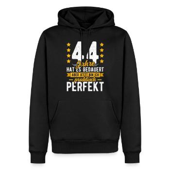 44 Geburtstag Mann 44er 44ter Ich bin 44 Jahre alt - Männer Premium Bio Hoodie - Schwarz - Vorne - Nico (187cm)