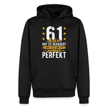 61 Geburtstag Mann 61er 61ter Ich bin 61 Jahre alt - Männer Premium Bio Hoodie - Schwarz - Vorne - Nico (187cm)