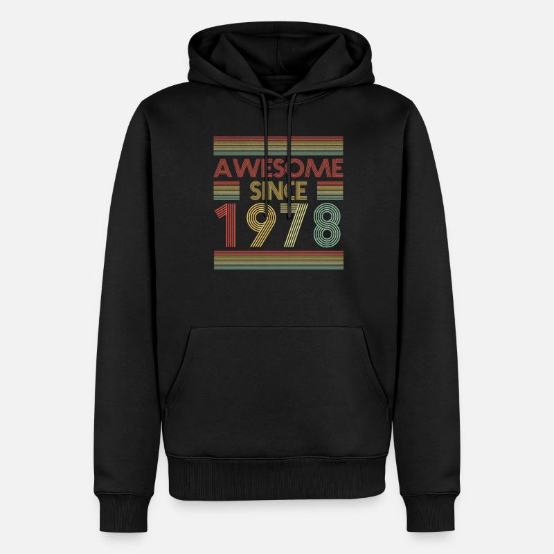 Génial depuis 1978 anniversaire rétro - Sweat à capuche Premium bio Homme - noir
