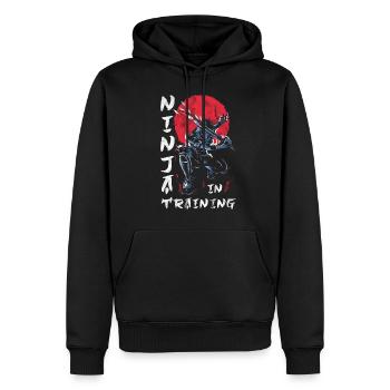 Ninja - Männer Premium Bio Hoodie - Schwarz - Vorne - Nico (187cm)