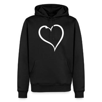 Cœur Blanc Simple - Sweat à capuche Premium bio Homme - noir - Devant - Nico (187cm)