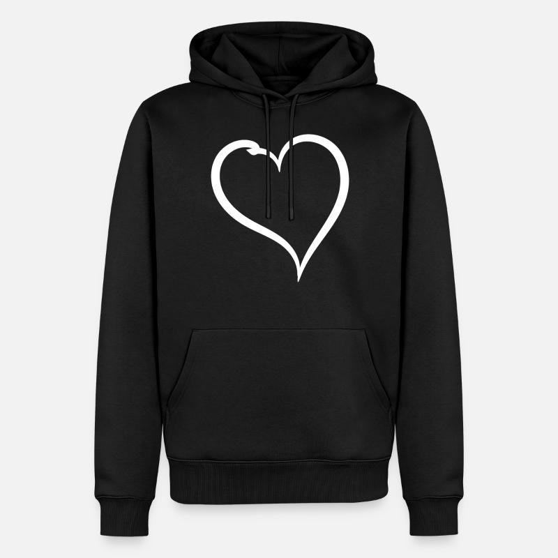 Einfaches Weisses Herz - Männer Premium Bio Hoodie - Schwarz