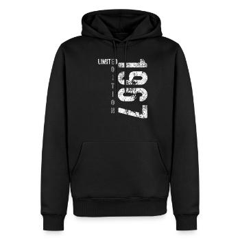 Édition limitée 1967 Anniversaire Naissance 1967 - Sweat à capuche Premium bio Homme - noir - Devant - Nico (187cm)