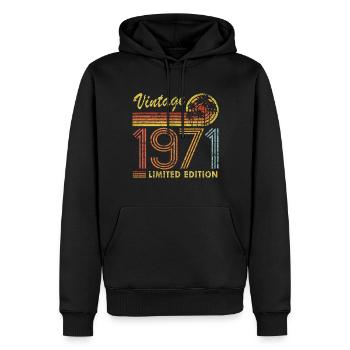 Vintage 1971 Limited Edition - Männer Premium Bio Hoodie - Schwarz - Vorne - Nico (187cm)