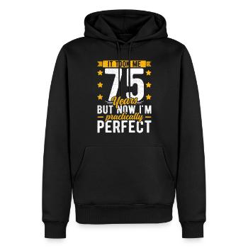75ème anniversaire 75 ans homme femme 75ème 75er - Sweat à capuche Premium bio Homme - noir - Devant - Nico (187cm)