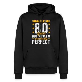 80ème anniversaire 80 ans homme femme 80ème années 80 - Sweat à capuche Premium bio Homme - noir - Devant - Nico (187cm)