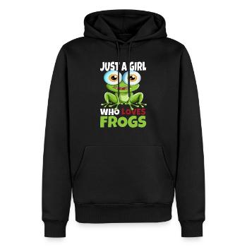 Juste une fille qui aime les grenouilles Frog quakfrosch - Sweat à capuche Premium bio Homme - noir - Devant - Nico (187cm)