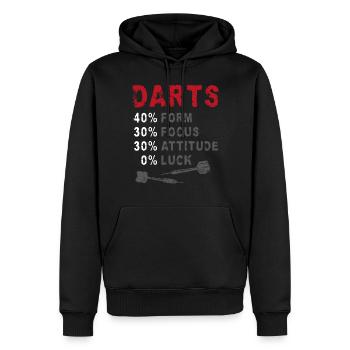 Fléchettes Vintage Fléchettes 40% Forme 30% - Sweat à capuche Premium bio Homme - noir - Devant - Nico (187cm)