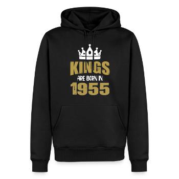 Les rois naissent en 1955 - Sweat à capuche Premium bio Homme - noir - Devant - Nico (187cm)