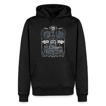 Millésime 1973 Anniversaire Année de naissance 1973 Cadeau - Sweat à capuche Premium bio Homme - noir - Devant - Nico (187cm)