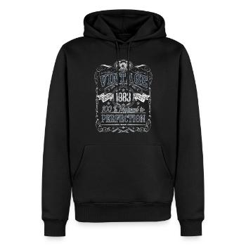 Vintage 1983 Birthday Year of birth 1983 Gift - Men’s Premium Organic Hoodie - black - Front - Nico (187cm)