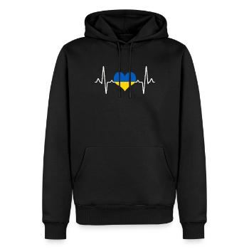 Ukraine Herzschlag - Männer Premium Bio Hoodie - Schwarz - Vorne - Nico (187cm)