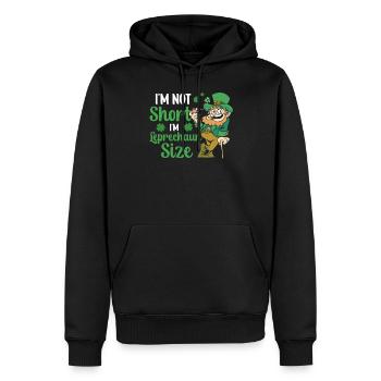 Je ne suis pas petit j’ai la taille de lutin irlandais - Sweat à capuche Premium bio Homme - noir - Devant - Nico (187cm)