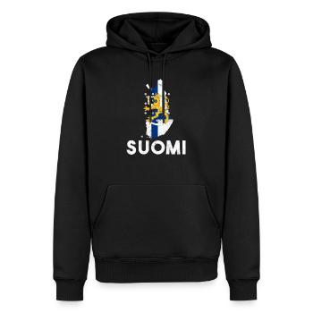suomi finland flag, finnish finland - Männer Premium Bio Hoodie - Schwarz - Vorne - Nico (187cm)