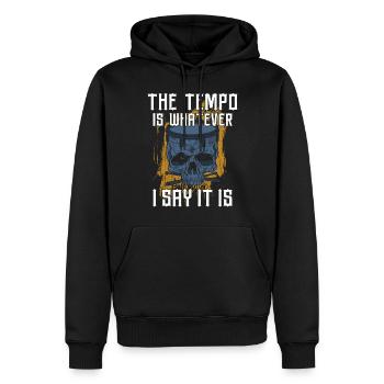 Batterie batteur Vintage The Tempo - Sweat à capuche Premium bio Homme - noir - Devant - Nico (187cm)