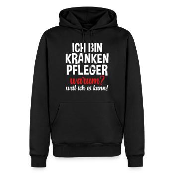 Krankenpflege Pflegekraft Krankenpfleger - Männer Premium Bio Hoodie - Schwarz - Vorne - Nico (187cm)